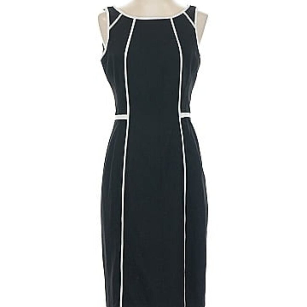 Black Sheath dress with white Piping